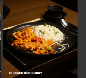 chicken Red Curry  And Steamed  Rice